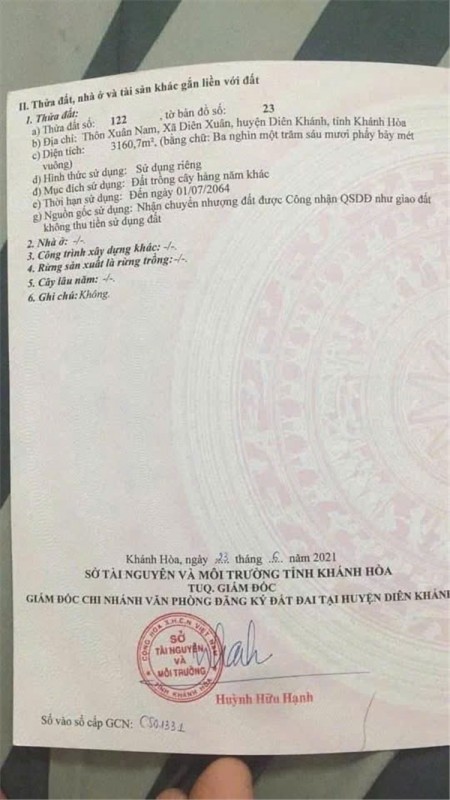 ĐẤT ĐẸP GIÁ TỐT – CẦN BÁN LÔ ĐẤT TẠI Thôn Xuân Nam, Xã Diên Xuân, Diên Khánh, Khánh Hòa