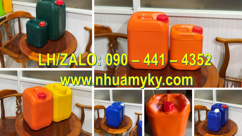 Thùng nhựa 25 lít đựng bazơ, can nhựa 20 lít đựng màu, can vuông 25 lít nhựa HDPE nguyên sinh