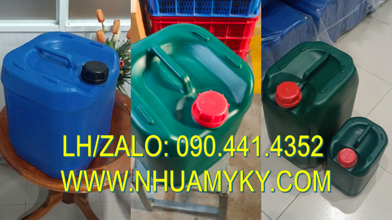 Can nhựa 30 lít đựng axit photphoric, thùng nhựa 25 lít đựng ethanol, can nhựa 20L đựng methanol 