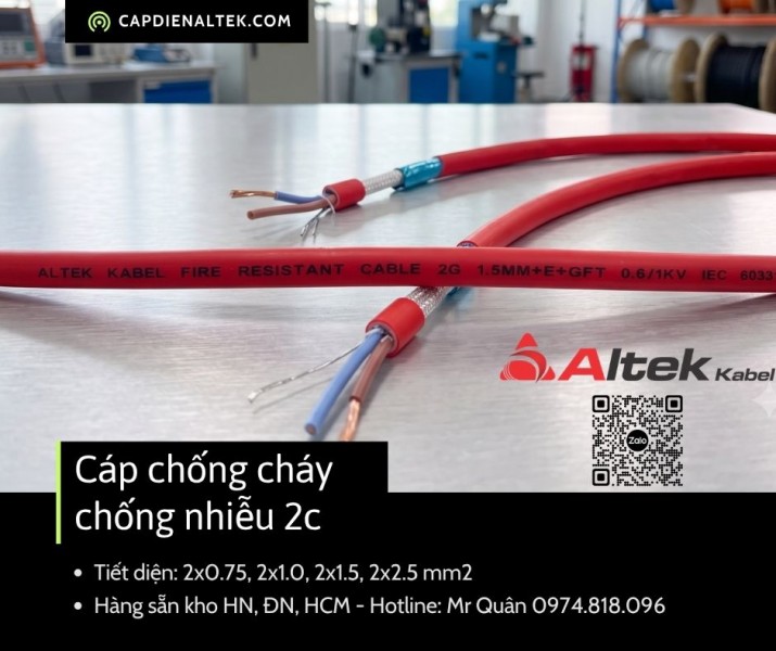 Cáp Chống Cháy Chống Nhiễu 2x1.0 Altek Kabel