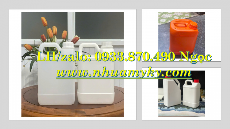 Can nhựa 0.5 lít, vỏ can nhựa 1 lít vuông, can nhựa 2 lít đựng hóa chất, can nhựa 5 lít giá rẻ