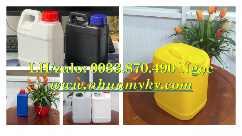 Can nhựa 0.5 lít, vỏ can nhựa 1 lít vuông, can nhựa 2 lít đựng hóa chất, can nhựa 5 lít giá rẻ
