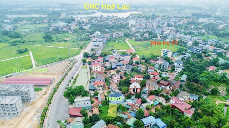 Bán lô góc 166m2 full thổ xây trọ ngay tại Tân Xã Hòa Lạc, sát CNC, cách trục chính 20m chỉ 45tr/m2