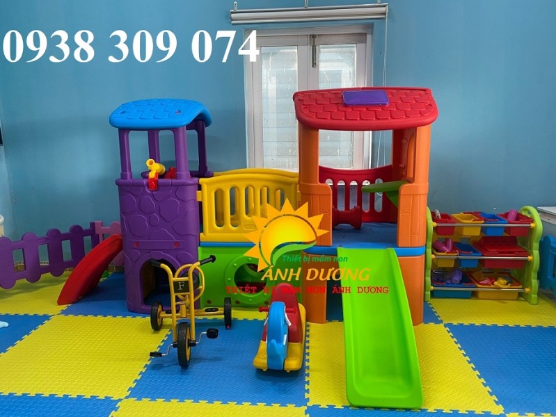 Bộ nhà leo cầu trượt 2 khối đa năng mầm non,nhà leo cầu trượt 2 khối cho bé mầm non giá rẻ