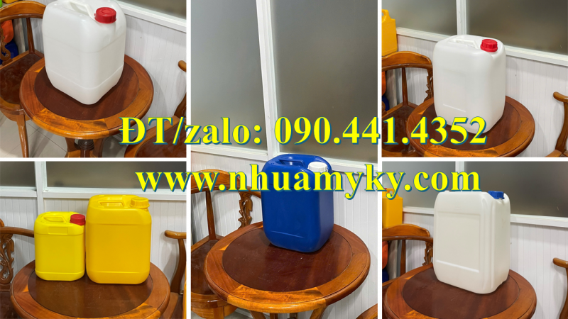 Can 30 lít nhựa HDPE nguyên sinh, can nhựa 25L đựng nhớt xe công nghiệp 