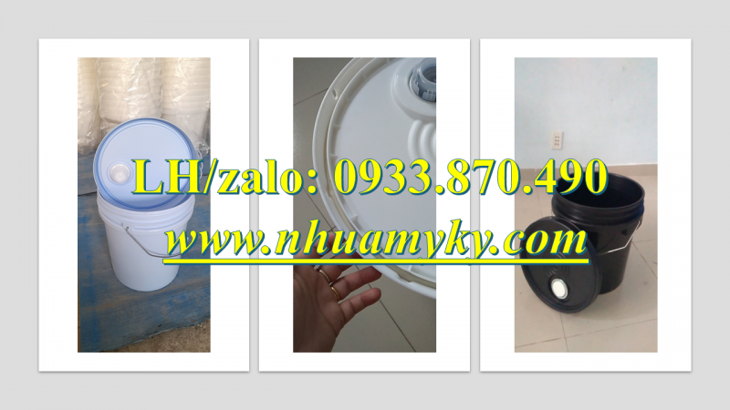 Vỏ thùng sơn 10 lít vàng cao cấp, thùng đựng sơn 20 lít dày, xô nhựa 22 lít tròn đựng hóa chất 