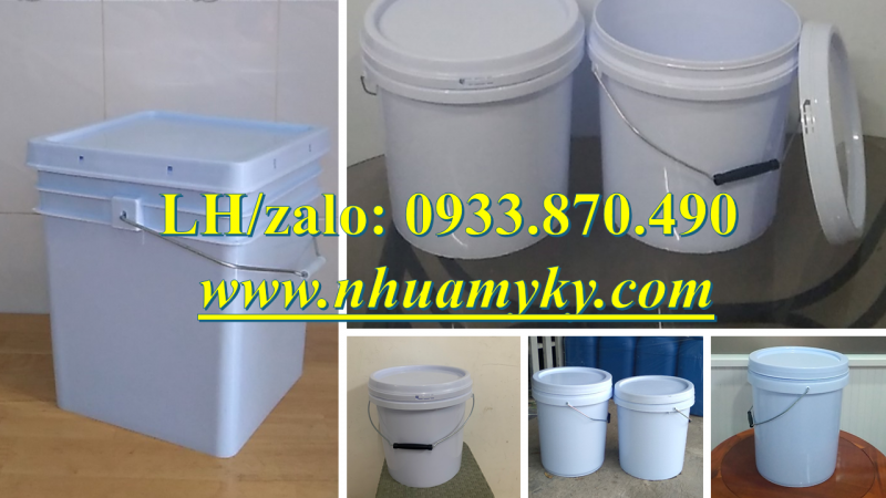 Vỏ thùng sơn 10 lít vàng cao cấp, thùng đựng sơn 20 lít dày, xô nhựa 22 lít tròn đựng hóa chất 