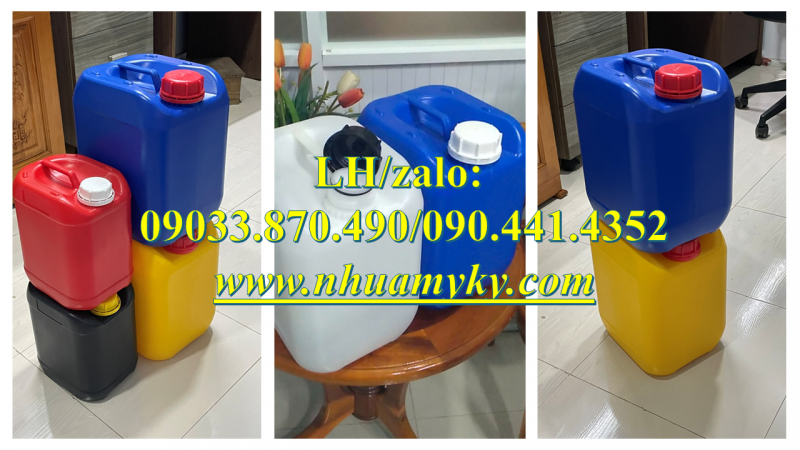 Thùng nhựa 25 lít đựng nhiên liệu động cơ, can nhựa 20 lít màu trắng trong, can nhựa 10 lít nắp thoá