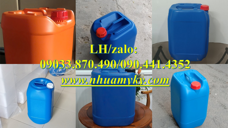 Thùng nhựa 25 lít đựng nhiên liệu động cơ, can nhựa 20 lít màu trắng trong, can nhựa 10 lít nắp thoá