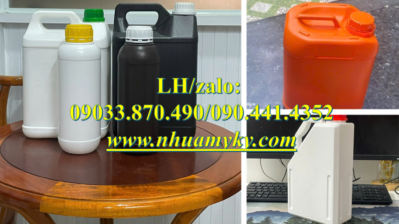 Can nhựa chứa 0.5 lít, vỏ can nhựa 1 lít, can nhựa 2 lít đựng hóa chất có màu 