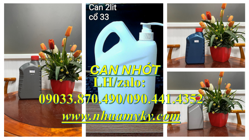Can nhựa chứa 0.5 lít, vỏ can nhựa 1 lít, can nhựa 2 lít đựng hóa chất có màu 