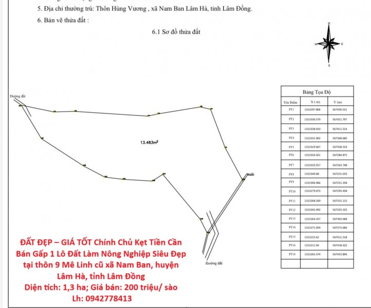 Chính Chủ Kẹt Tiền Cần Bán Gấp 1 Lô Đất Làm Nông Nghiệp Siêu Đẹp tại huyện Lâm Hà tỉnh Lâm Đồng