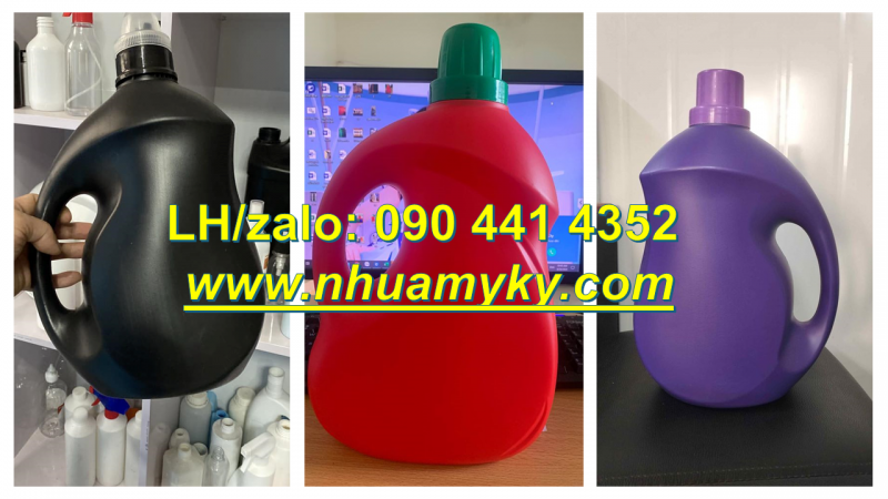 Bình nhựa 2 lít đựng nước rửa chén, can nhựa 5 lít đựng nước lau sàn màu xanh lá 