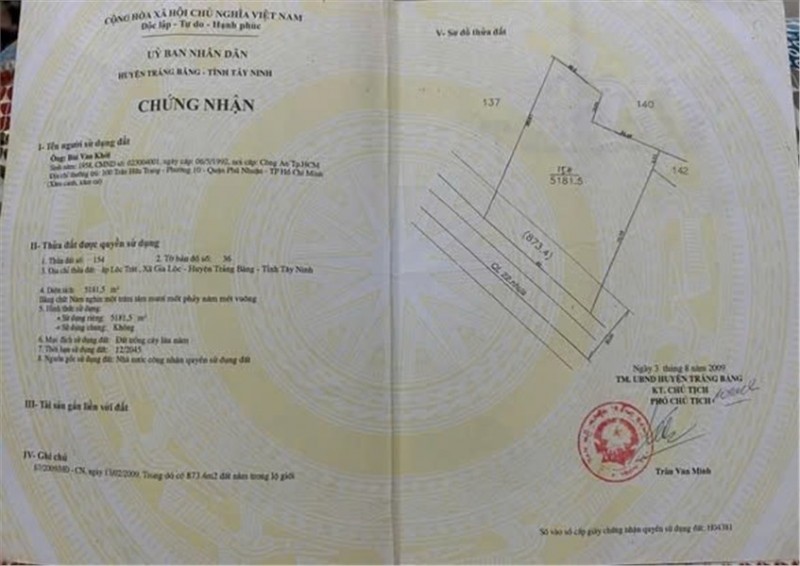 CHÍNH CHỦ Cần Bán ĐẤT MẶT TIỀN Đường QL22, Xã Gia Lộc, Huyện Trảng Bàng, Tỉnh Tây Ninh
