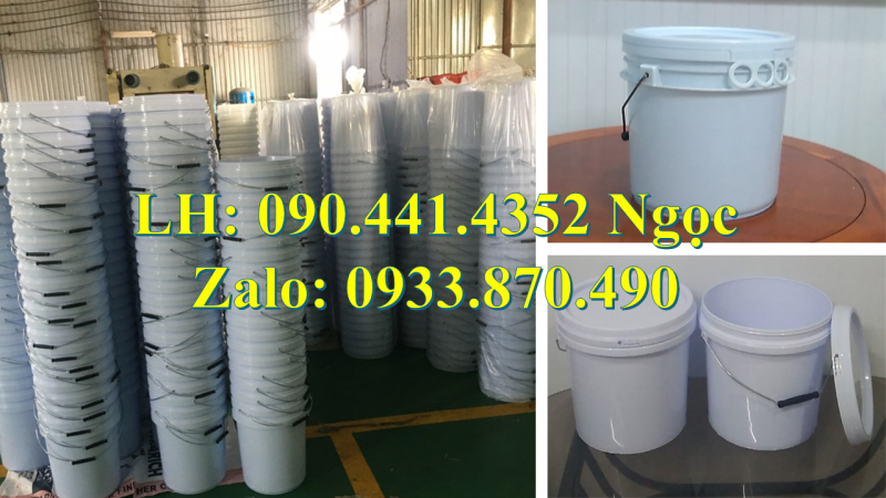 Thùng sơn nhựa 5 lít màu đỏ, thùng sơn 6 lít quai nhựa, vỏ thùng nhựa 10 lít đựng sơn nhám 