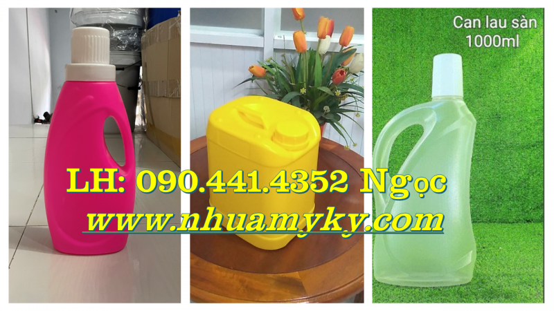 Can nhựa 2 lít đựng chất xơ, can nhựa 5 lít đựng xenlulozơ, can nhựa 1 lít đựng đường guclozơ 