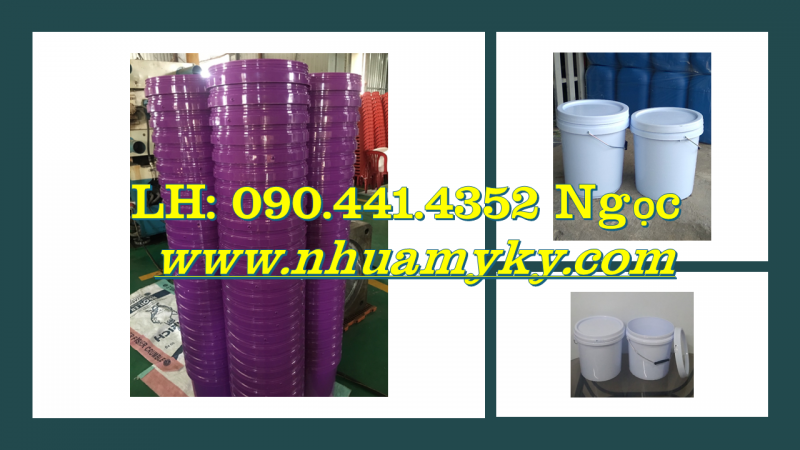 Thùng nhựa trơn 12 lít đựng sơn, thùng sơn 16 lít nhựa PP chính phẩm, thùng sơn dày 18 lít tròn nắp 