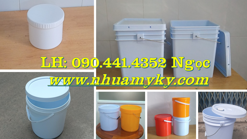 Thùng nhựa trơn 12 lít đựng sơn, thùng sơn 16 lít nhựa PP chính phẩm, thùng sơn dày 18 lít tròn nắp 