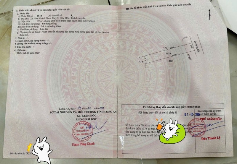 ĐẤT ĐẸP- GIÁ TỐT - CHÍNH CHỦ CẦN BÁN Tại xã Hoà Khánh Nam, Đức Hòa, Long An