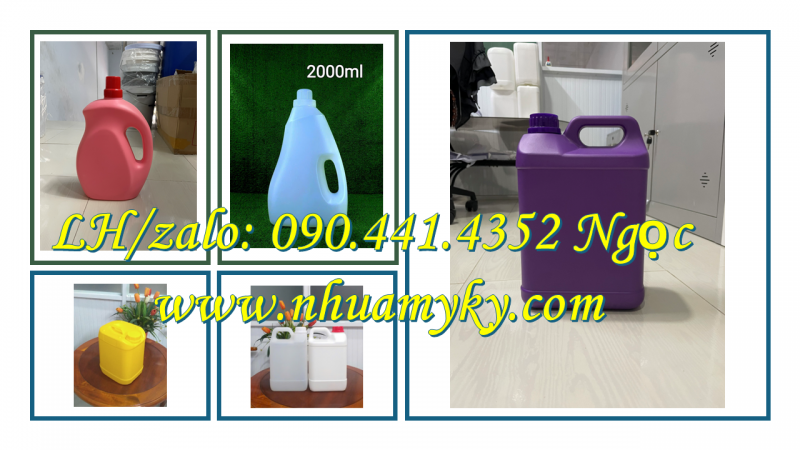 Can 5 lít đựng phân bón hữu cơ, can nhựa 2 lít đựng axit vô cơ, can nhựa 1 lít đựng hóa chất ngành y
