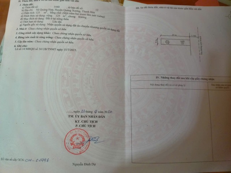 ĐẤT ĐẸP – GIÁ TỐT – CHÍNH CHỦ CẦN BÁN LÔ ĐẤT Đối Diện Bãi Bóng - Quảng Hợp, Quảng Xương, Thanh Hóa