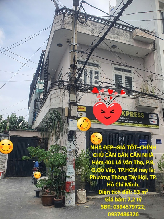 NHÀ ĐẸP–GIÁ TỐT–CHÍNH CHỦ CẦN BÁN CĂN NHÀ  Hẻm 401 Lê Văn Thọ, P.9, Q.Gò Vấp, TP.HCM
