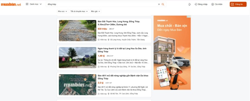 Các kênh rao vặt  Đồng Tháp