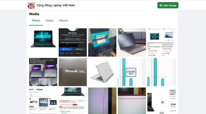 Các kênh rao vặt laptop