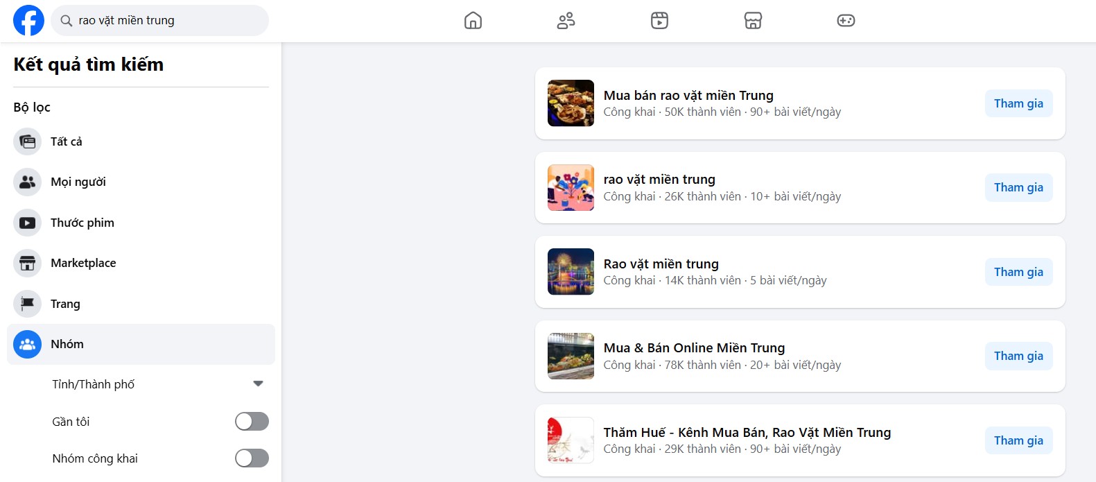 Các kênh rao vặt miền Trung Các kênh rao vặt miền Trung