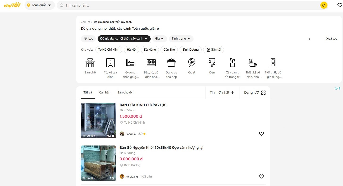Các kênh rao vặt nội thất Các kênh rao vặt nội thất