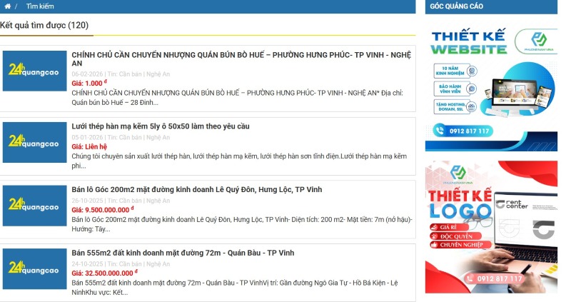 Các trang mua bán rao vặt TP.Vinh