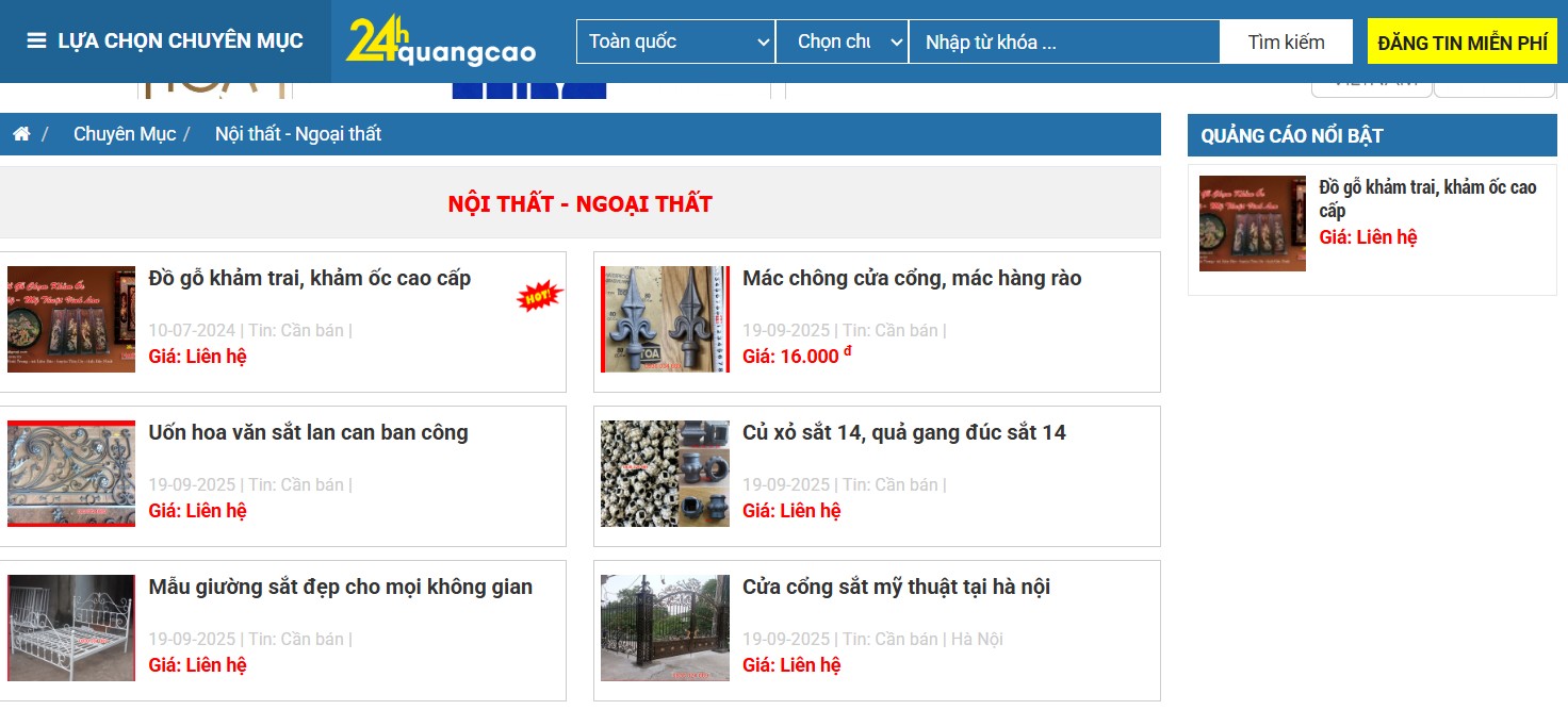 Các trang rao vặt nội thất Các trang rao vặt nội thất