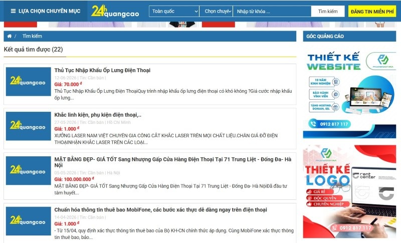 Chợ mua điện thoại cũ