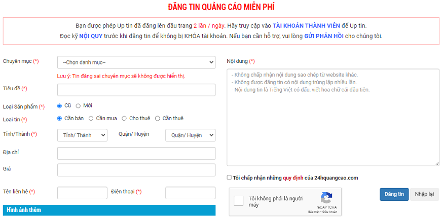 Hướng dẫn đăng tin 24hquangcao.com