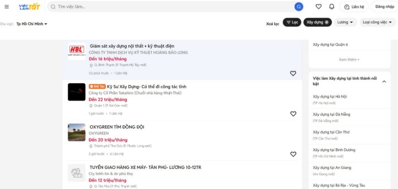 Rao vặt tuyển dụng xây dựng