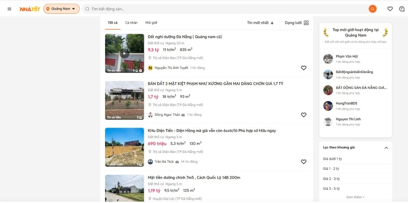 Sàn rao bất động sản miền Trung