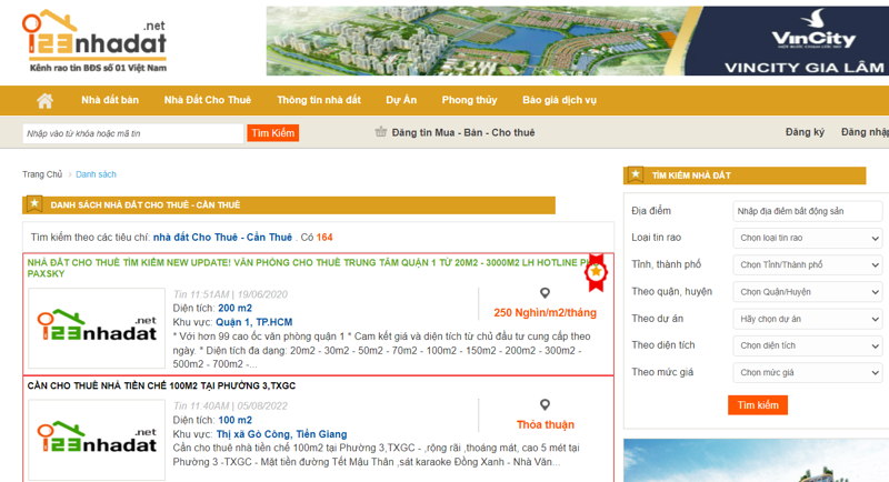 Trang đăng tin cho thuê nhà hàng đầu