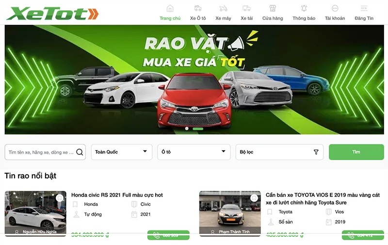 Trang rao vặt ô tô