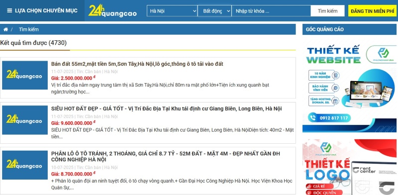 Web rao vặt Miền Bắc