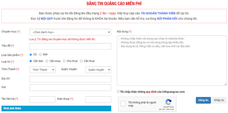 Website đăng bán nhà miễn phí