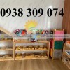 Kệ montessori, kệ gỗ 3 tầng mầm non, kệ đựng đồ montessori