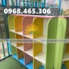 Kệ gỗ cao su 3 tầng mầm non, kệ gỗ mầm non giá rẻ