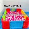 Nhà banh nhựa hình vuông mầm non, nhà banh cầu trượt trẻ em