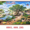 Tranh gạch làng quê , gạch 3d trang trí 