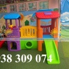 Bộ cầu trượt 2 khối nhà, nhà khối cầu trượt nhựa trẻ em