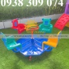 Đu quay 4 chỗ ghế hình con gấu cho trẻ mầm non