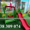Cầu trượt đơn con gấu mầm non, cầu trượt xích đu con gấu mầm non