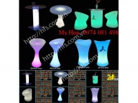 Bàn ghế nhựa cafe phát sáng, bàn ghế đèn led