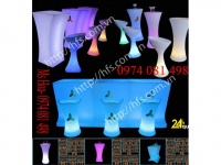 Bàn ghế nhựa cafe phát sáng, bàn ghế đèn led