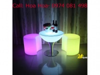 Bàn ghế nhựa cafe phát sáng, bàn ghế đèn led